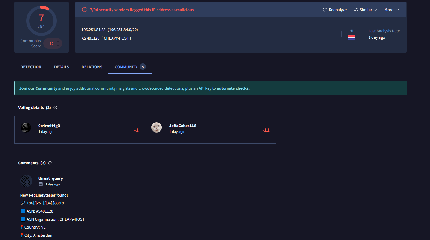 Verification sample — matched hosts and banners